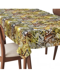 Tischdecke Abwaschbar Tischtuch Gartentischdecke Fleckschutz Wasserabweisend Tafeldecke - Pizza und Zutaten