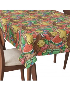 Tischdecke Abwaschbar Tischtuch Gartentischdecke Fleckschutz Wasserabweisend Tafeldecke - Eis Wassermelone
