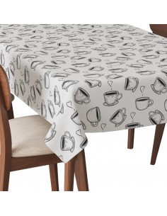 Tischdecke Abwaschbar Tischtuch Gartentischdecke Fleckschutz Wasserabweisend Tafeldecke - Tasse Kaffee