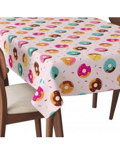 Tischdecke Abwaschbar Tischtuch Gartentischdecke Fleckschutz Wasserabweisend Tafeldecke - Donut mit Zuckerguss