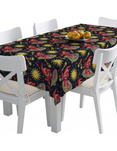 Tischdecke Abwaschbar Tischtuch Gartentischdecke Fleckschutz Wasserabweisend Tafeldecke - Chilischote im Sombrero