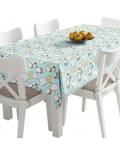 Tischdecke Abwaschbar Tischtuch Gartentischdecke Fleckschutz Wasserabweisend Tafeldecke - Kätzchen und Punkte