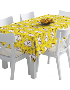 Tischdecke Abwaschbar Tischtuch Gartentischdecke Fleckschutz Wasserabweisend Tafeldecke - Kätzchen Sonnenblumen