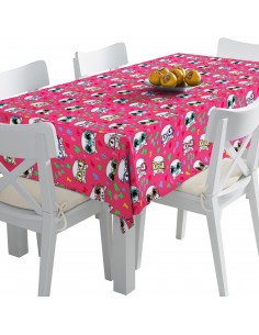 Tischdecke Abwaschbar Tischtuch Gartentischdecke Fleckschutz Wasserabweisend Tafeldecke - Kätzchen mit Brille auf rosa
