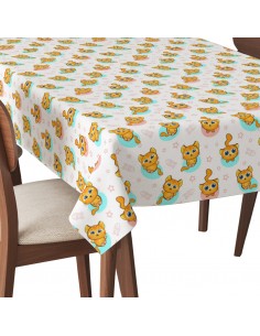 Tischdecke Abwaschbar Tischtuch Gartentischdecke Fleckschutz Wasserabweisend Tafeldecke - Katze, Sterne und Herzen