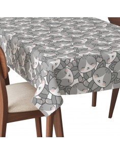Tischdecke Abwaschbar Tischtuch Gartentischdecke Fleckschutz Wasserabweisend Tafeldecke - graue Katzen