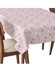 Tischdecke Abwaschbar Tischtuch Gartentischdecke Fleckschutz Wasserabweisend Tafeldecke - Kätzchen mit Apfel