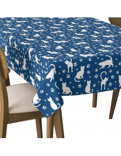 Tischdecke Abwaschbar Tischtuch Gartentischdecke Fleckschutz Wasserabweisend Tafeldecke - Katze und Pfoten