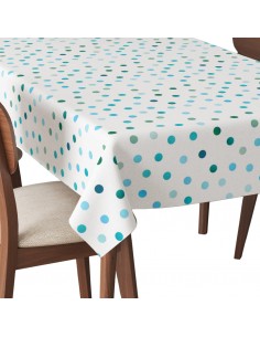 Tischdecke Abwaschbar Tischtuch Gartentischdecke Fleckschutz Wasserabweisend Tafeldecke - blaue Punkte