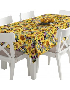 Tischdecke Abwaschbar Tischtuch Gartentischdecke Fleckschutz Wasserabweisend Tafeldecke - bemalte Sonnenblumen