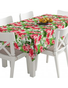 Tischdecke Abwaschbar Tischtuch Gartentischdecke Fleckschutz Wasserabweisend Tafeldecke - Hibiskus