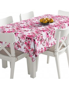 Tischdecke Abwaschbar Tischtuch Gartentischdecke Fleckschutz Wasserabweisend Tafeldecke - Kirschblüten