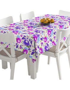 Tischdecke Abwaschbar Tischtuch Gartentischdecke Fleckschutz Wasserabweisend Tafeldecke - gemalte Blumen 5