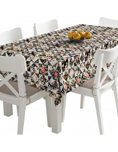 Tischdecke Abwaschbar Tischtuch Gartentischdecke Fleckschutz Wasserabweisend Tafeldecke - Blumen mischen