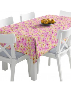 Tischdecke Abwaschbar Tischtuch Gartentischdecke Fleckschutz Wasserabweisend Tafeldecke - Blumen auf einem rosa