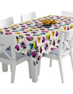 Tischdecke Abwaschbar Tischtuch Gartentischdecke Fleckschutz Wasserabweisend Tafeldecke - gemalte Blumen 2
