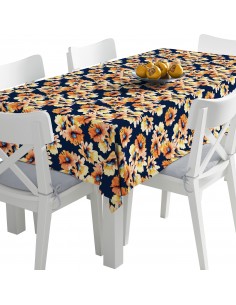 Tischdecke Abwaschbar Tischtuch Gartentischdecke Fleckschutz Wasserabweisend Tafeldecke - gemalte Blumen 1