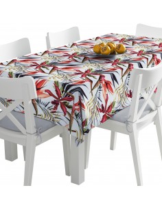 Tischdecke Abwaschbar Tischtuch Gartentischdecke Fleckschutz Wasserabweisend Tafeldecke - tropische Blumen