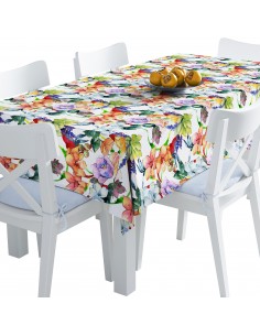 Tischdecke Abwaschbar Tischtuch Gartentischdecke Fleckschutz Wasserabweisend Tafeldecke - Aquarell wilde Blumen