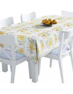 Tischdecke Abwaschbar Tischtuch Gartentischdecke Fleckschutz Wasserabweisend Tafeldecke - gemalte Blumen