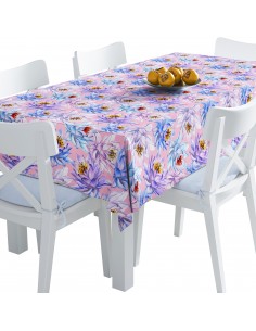 Tischdecke Abwaschbar Tischtuch Gartentischdecke Fleckschutz Wasserabweisend Tafeldecke - Lotusblumen Tropen