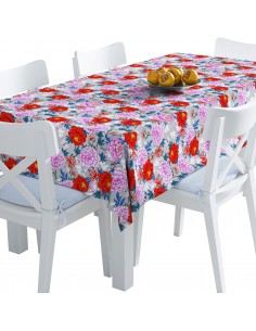 Tischdecke Abwaschbar Tischtuch Gartentischdecke Fleckschutz Wasserabweisend Tafeldecke - rosa und weiße Pfingstrosen