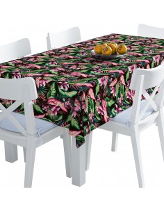 Tischdecke Abwaschbar Tischtuch Gartentischdecke Fleckschutz Wasserabweisend Tafeldecke - tropische Blumen 2