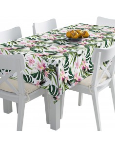 Tischdecke Abwaschbar Tischtuch Gartentischdecke Fleckschutz Wasserabweisend Tafeldecke - Rosa Oleander