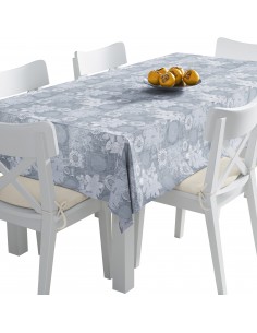 Tischdecke Abwaschbar Tischtuch Gartentischdecke Fleckschutz Wasserabweisend Tafeldecke - Blumen und Kreise grau