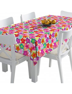 Tischdecke Abwaschbar Tischtuch Gartentischdecke Fleckschutz Wasserabweisend Tafeldecke - Blumen im Hippie-Stil