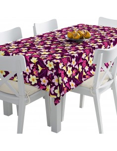 Tischdecke Abwaschbar Tischtuch Gartentischdecke Fleckschutz Wasserabweisend Tafeldecke - Plumeria auf den Blättern