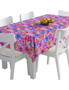 Tischdecke Abwaschbar Tischtuch Gartentischdecke Fleckschutz Wasserabweisend Tafeldecke - Blumen im Hippie-Stil 2