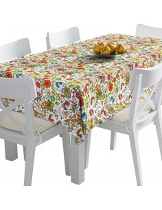 Tischdecke Abwaschbar Tischtuch Gartentischdecke Fleckschutz Wasserabweisend Tafeldecke - farbenfrohe Blumen