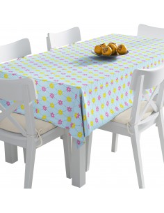 Tischdecke Abwaschbar Tischtuch Gartentischdecke Fleckschutz Wasserabweisend Tafeldecke - rosa und gelbe Blüten