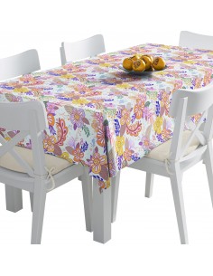 Tischdecke Abwaschbar Tischtuch Gartentischdecke Fleckschutz Wasserabweisend Tafeldecke - handgezeichnete Blumen