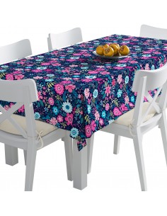 Tischdecke Abwaschbar Tischtuch Gartentischdecke Fleckschutz Wasserabweisend Tafeldecke - kleine bunte Blumen