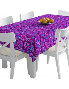 Tischdecke Abwaschbar Tischtuch Gartentischdecke Fleckschutz Wasserabweisend Tafeldecke - Blumen auf einem lila