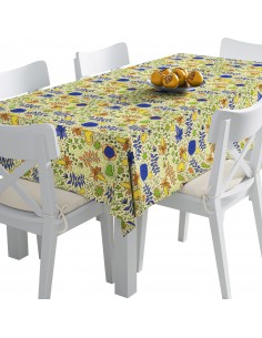 Tischdecke Abwaschbar Tischtuch Gartentischdecke Fleckschutz Wasserabweisend Tafeldecke - Blumen und Blätter gezeichnet