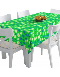 Tischdecke Abwaschbar Tischtuch Gartentischdecke Fleckschutz Wasserabweisend Tafeldecke - blaue und weiße Blumen