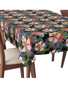 Tischdecke Abwaschbar Tischtuch Gartentischdecke Fleckschutz Wasserabweisend Tafeldecke - exotische Blumen