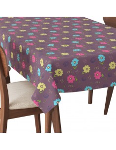 Tischdecke Abwaschbar Tischtuch Gartentischdecke Fleckschutz Wasserabweisend Tafeldecke - Doodle-Blumen