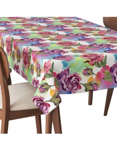 Tischdecke Abwaschbar Tischtuch Gartentischdecke Fleckschutz Wasserabweisend Tafeldecke - aquarell Blumen 3