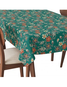 Tischdecke Abwaschbar Tischtuch Gartentischdecke Fleckschutz Wasserabweisend Tafeldecke - florales Batikmuster