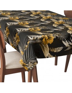 Tischdecke Abwaschbar Tischtuch Gartentischdecke Fleckschutz Wasserabweisend Tafeldecke - tropische Blumen Aquarell