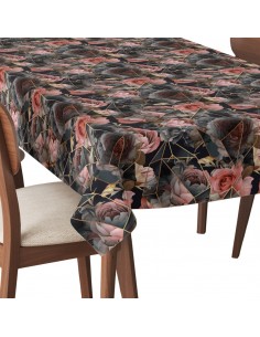 Tischdecke Abwaschbar Tischtuch Gartentischdecke Fleckschutz Wasserabweisend Tafeldecke - Blumen und geometrische Muster