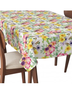 Tischdecke Abwaschbar Tischtuch Gartentischdecke Fleckschutz Wasserabweisend Tafeldecke - elegante Blumen