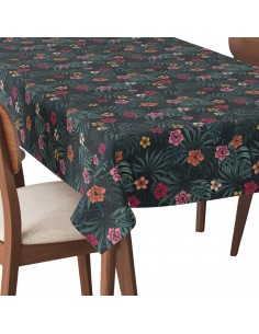 Tischdecke Abwaschbar Tischtuch Gartentischdecke Fleckschutz Wasserabweisend Tafeldecke - tropische Blumen Blätter