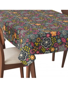 Tischdecke Abwaschbar Tischtuch Gartentischdecke Fleckschutz Wasserabweisend Tafeldecke - Doodle-Blumen 2