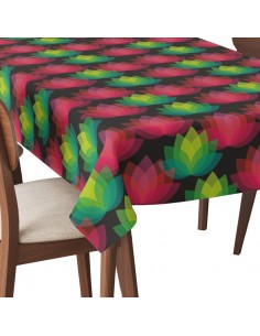 Tischdecke Abwaschbar Tischtuch Gartentischdecke Fleckschutz Wasserabweisend Tafeldecke - orientalische Lotusblume