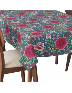 Tischdecke Abwaschbar Tischtuch Gartentischdecke Fleckschutz Wasserabweisend Tafeldecke - spanisches Blumenmuster